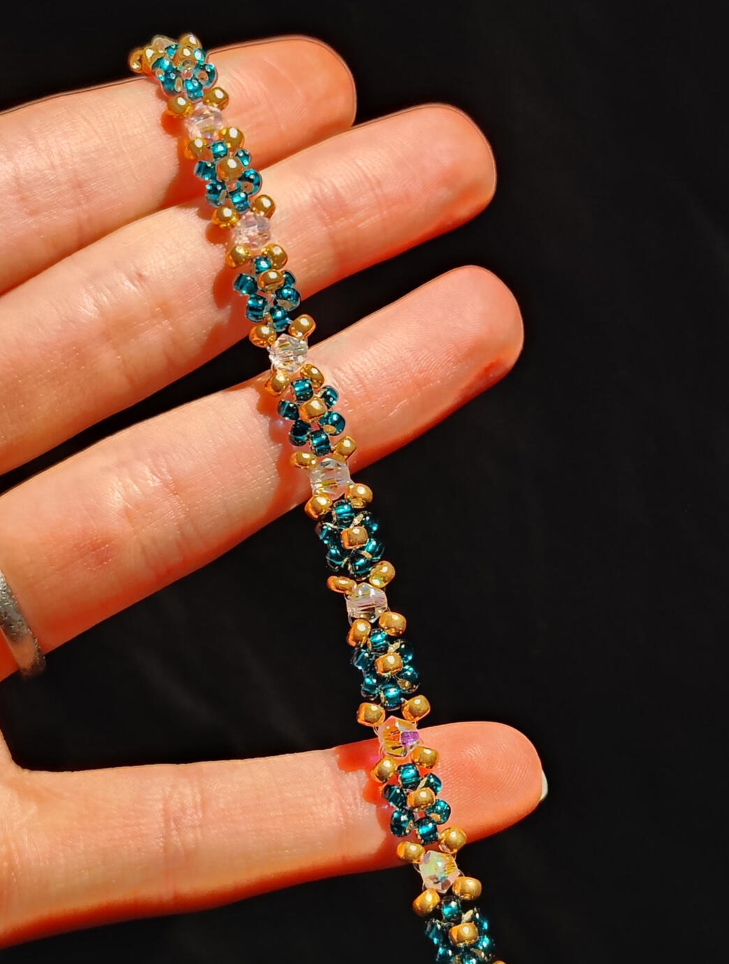 Gold and Turquoise Czech Glass